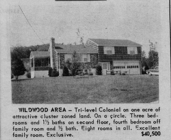 This Wildwood Road home, featured in a May 1970 Andover Townsman real estate advertisement boasts "attractive cluster zoned land."