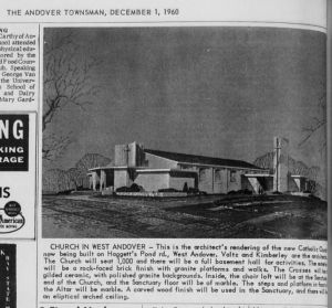 Architect's rendering of St. Robert's Church from Andover Townsman 12-1-1960